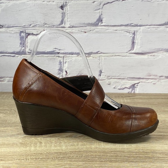 Dansko Fanny Brown Leather Mary Jane Wedge Heel Shoes 40 - Picture 5 of 9